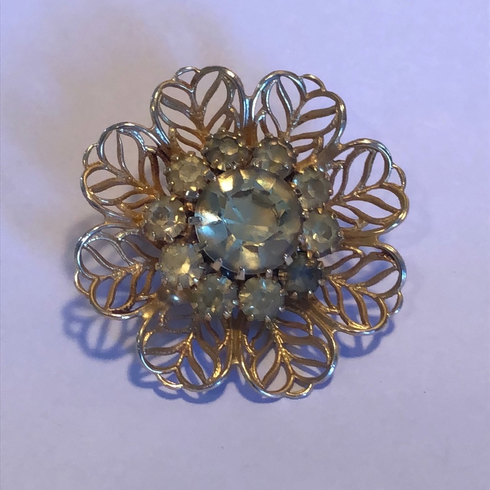 Crystal stone gold tone Brooch